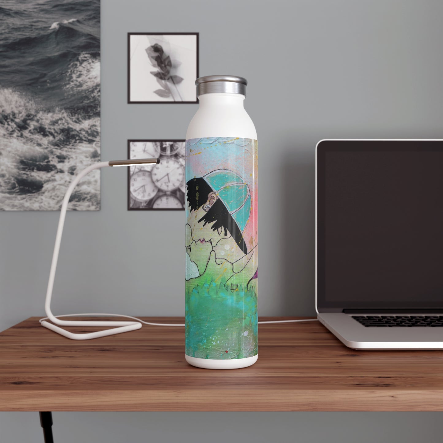Upside Down Kisses Slim Water Bottle